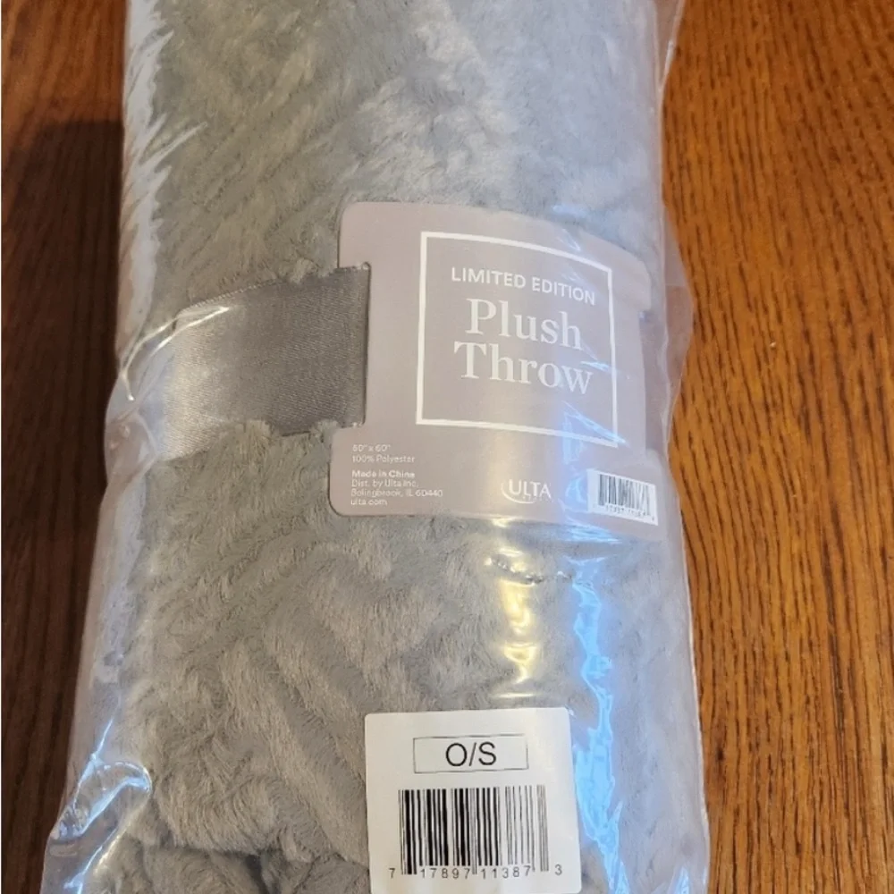 Ulta's Limited Edition Gray Plush Throw 50x60in. New/ Unopened Polyester